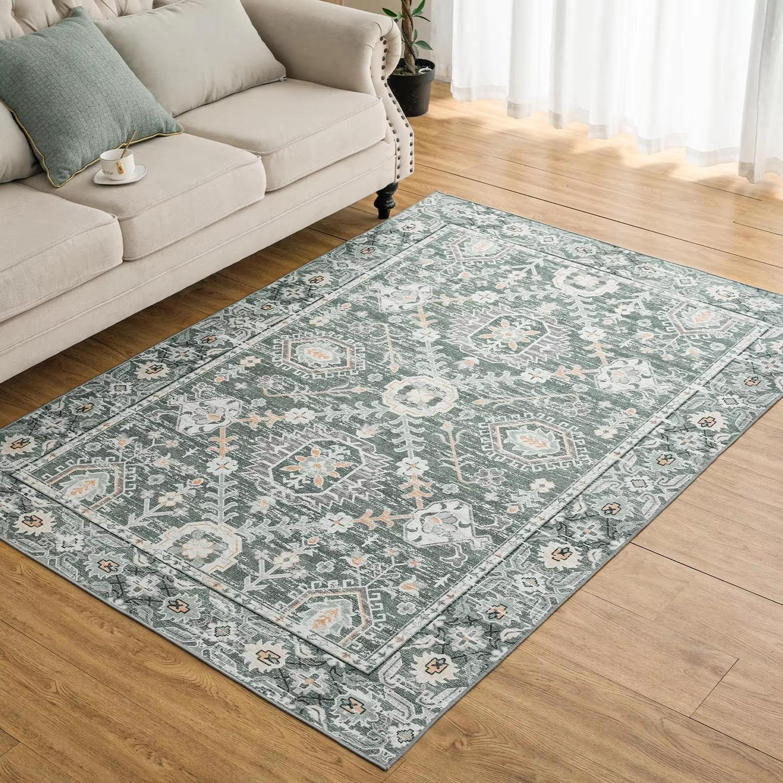 Alfombras lavables a máquina 100x140 para dormitorio alfombra vintage antideslizante salon