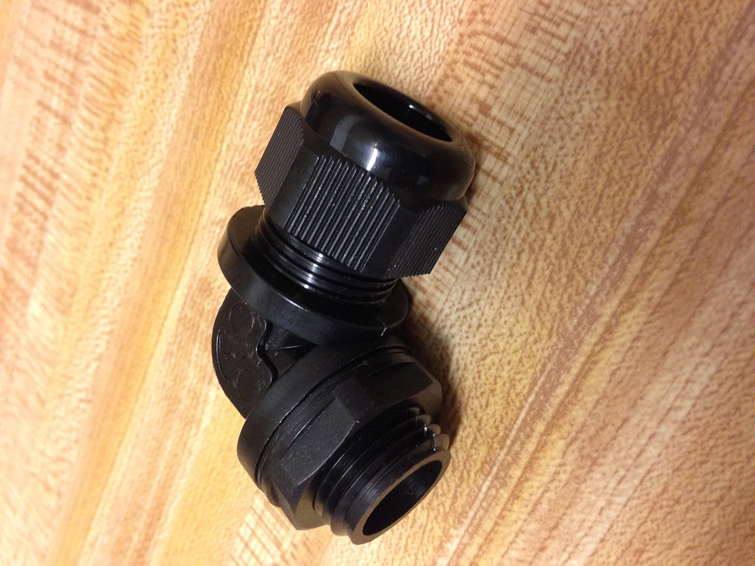 3/8 Inch 3/8" 0.375 NPT Black Nylon Right Angle Cable Gland Strain Relief with Gasket and Locknut