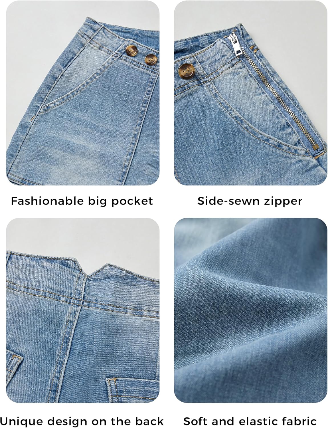 Emmiol Women Wide Leg Jeans Tummy Control Waisted Straight Stretchy Denim Pants with Pockets - Image 6