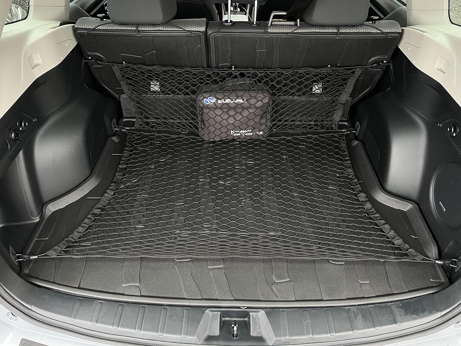 Rear Envelope + Floor Style Automotive Elastic Trunk Mesh Cargo Net for Subaru Forester (SK) 2019-2025 - Premium Trunk Organizer and Storage - Best Car Organizer for Subaru Forester