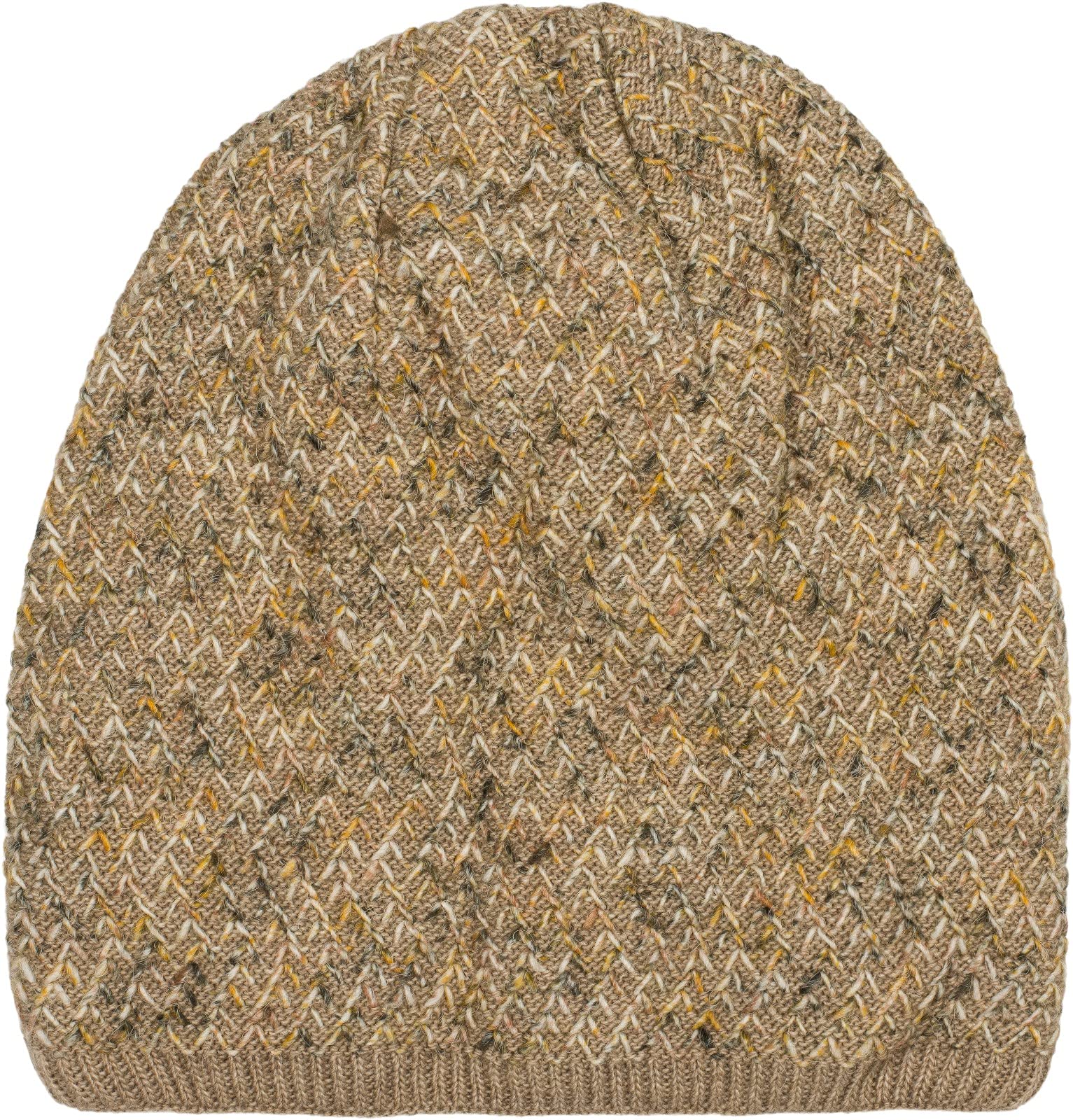 styleBREAKER Unisex Knitted Beanie Hat with Colourful Triangle Pattern, Thermo-Fleece Lining, Winter Knitted Hat 04024189, Colour:Brown-Beige
