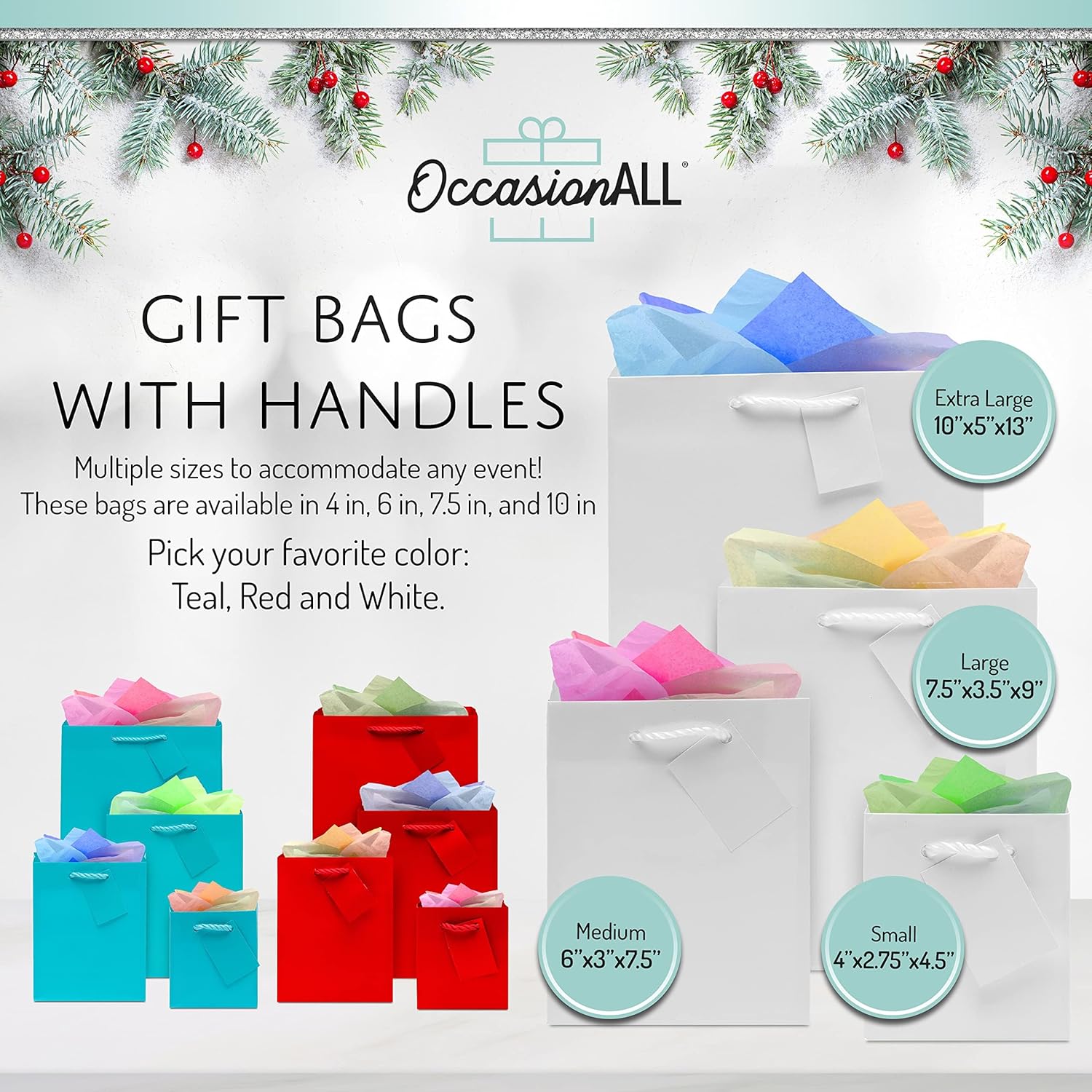 OccasionALL White Gift Bags, Mini Holiday Bags with Handles for Small Business, Shopping, Birthdays, Weddings, Bachelorette, Party Favors, Bulk, 4x2.75x4.5, 12 Pack - Image 7