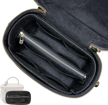Divitize Premium Purse Organizer compatible with Vanity PM Bag Insert with Gold Zipper, Handmade Perfect Fit, Durable Quality Felt, Full Coverage No Bulk, 24+ Shades For Vanity PM, Black