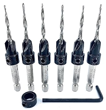 FTG USA Wood Countersink Drill Bit Set 6 Piece Same Size #6 (9/64