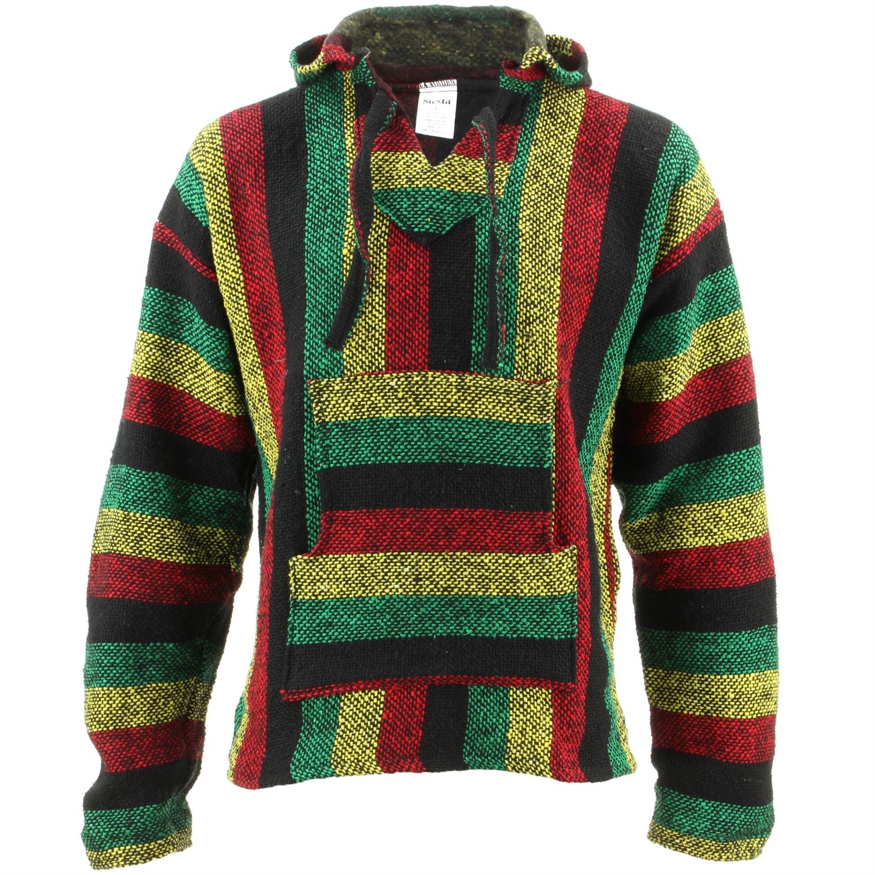 Siesta Men's Rasta Mexican Baja Jerga Hoody - (Xx-Large)