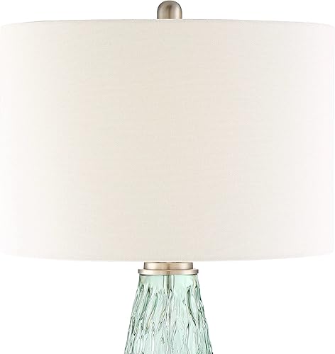 Miniatura 3 de 360 Lighting Julia - Juego de 2 lámparas de mesa costeras modernas de 26 38 pulgadas de alto, cristal verde, sala de estar, dormitorio, mesita de