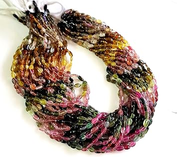 100% Natural Multi Tourmaline Gemstone Oval Beads | Gemstone Tourmaline Smooth Oval Nuggets |Tourmaline Necklace Size - 4x5-4x8 MM Approx.