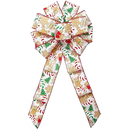 Miniatura 2 de 10" Gingerbread Cookies & Candy Canes Ivory Bows by Alpine Holiday Bows - Cookie & Candy Bows for Christmas Decorations & Crafts