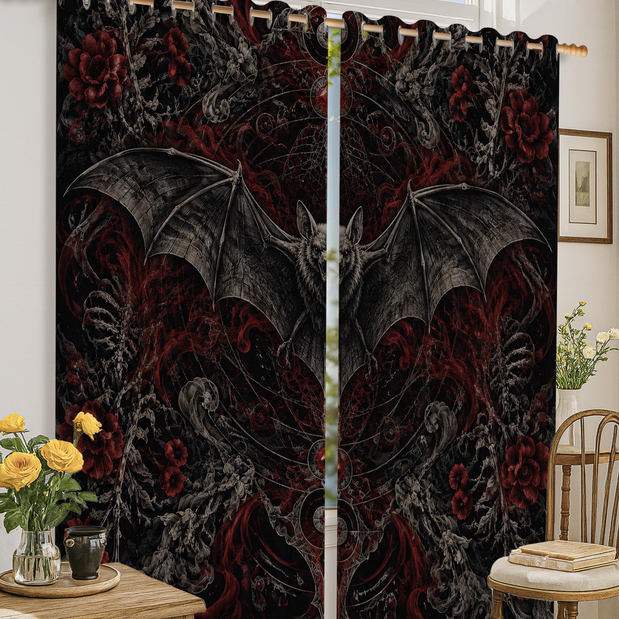 Rideaux occultants gothiques pour chambre et appartement style Halloween