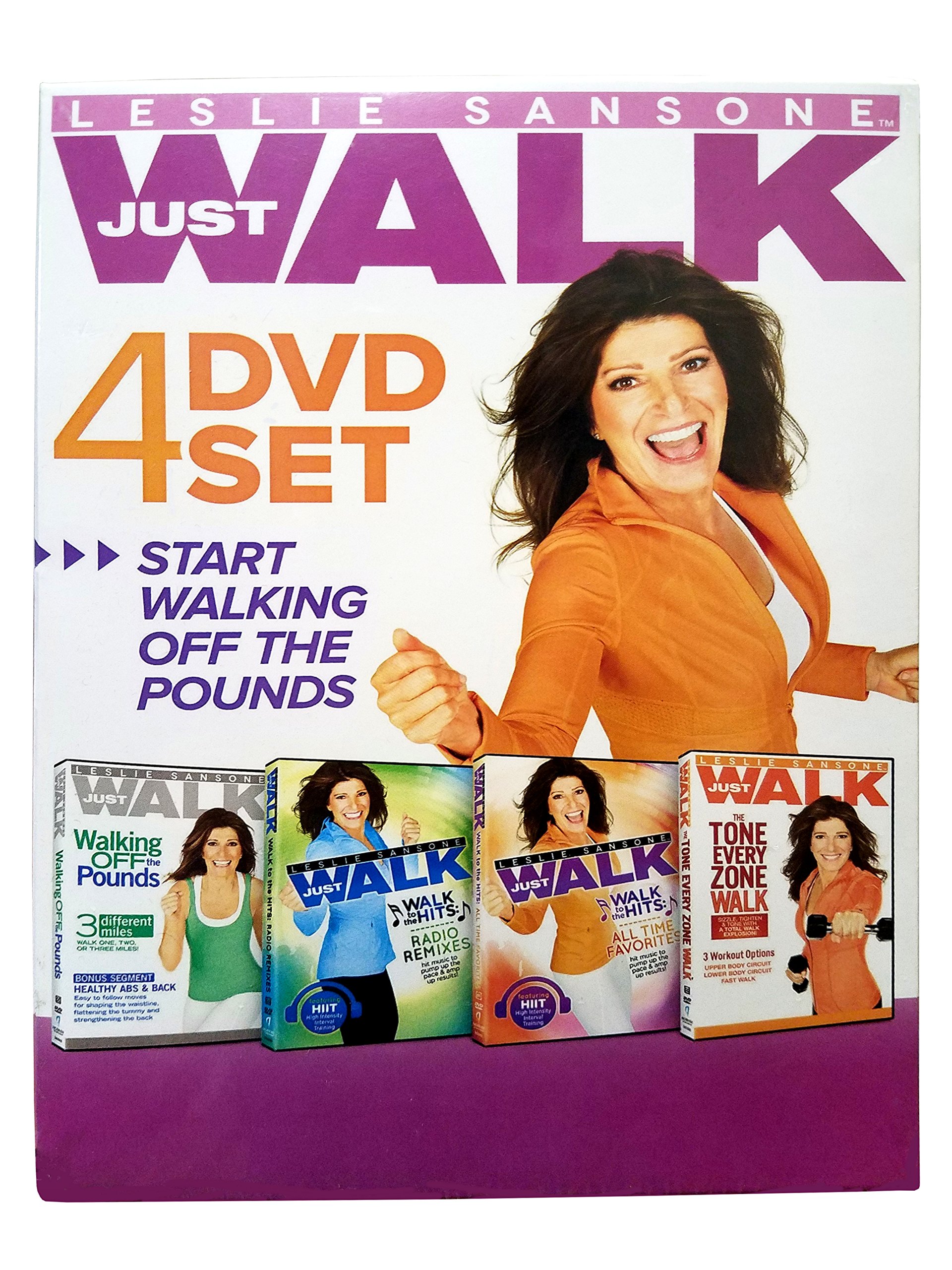 Leslie Sansone Just Walk 4 DVD Set - Walking Off the Pounds - The Tone Every Zone Walk