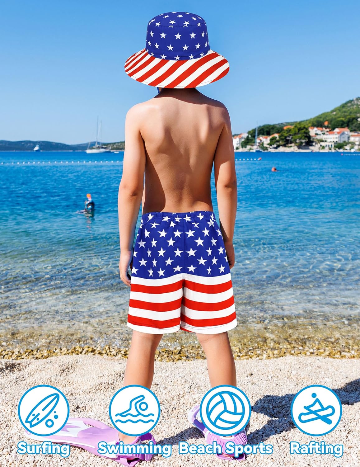 Olreco Youth Boys Swim Trunks with Compression Liner Boys Bathing Suit for Kids Swimsuits Teen Quick Dry Kids Board Shorts - Image 3