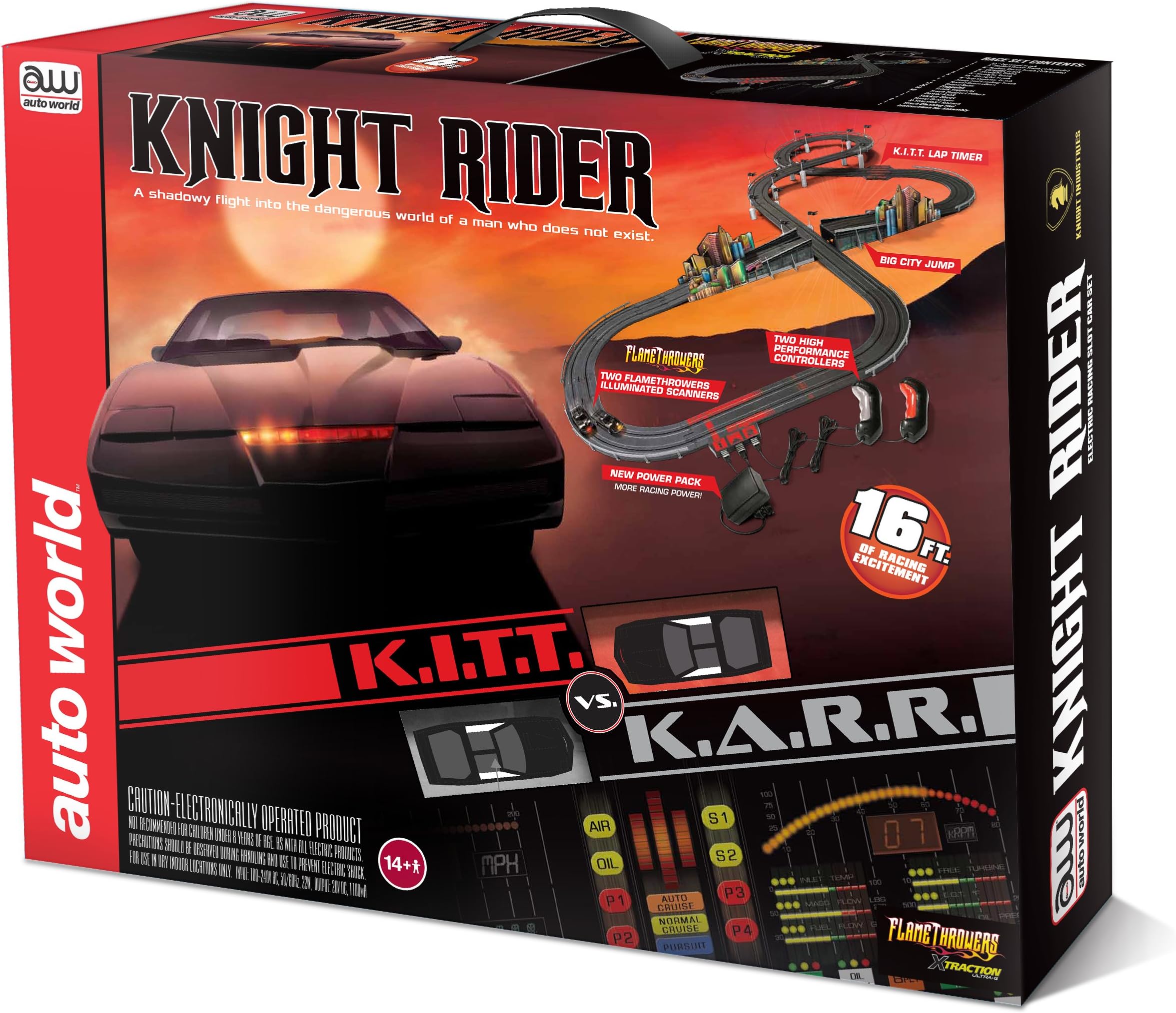 Auto World K.I.T.T vs K.A.R.R. World 16' Knight Rider Slot Car Race Set