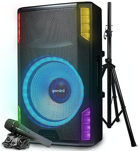 Miniatura 20 de Gemini Sistema de altavoces PA Bluetooth de 15 pulgadas y 2200 W - Altavoz DJ con soporte, micrófono con cable, luces LED, emparejamiento estéreo