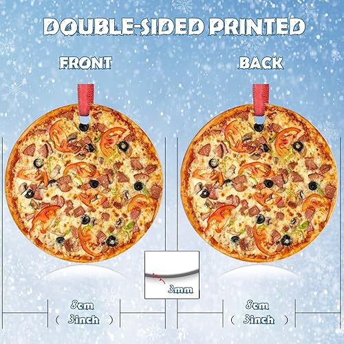 Miniatura 3 de Adorno de Navidad de pastel de pizza, aceitunas, salchichas, salchichas, decoraciones de árbol de Navidad, adornos de pizza para árboles de Navidad,