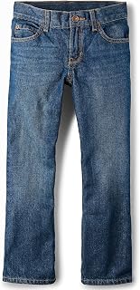 The Children's Place Boys Bootcut Jeans - 100% Cotton, Pre-Washed Soft Fit, Adjustable Waist for Everyday Comfort