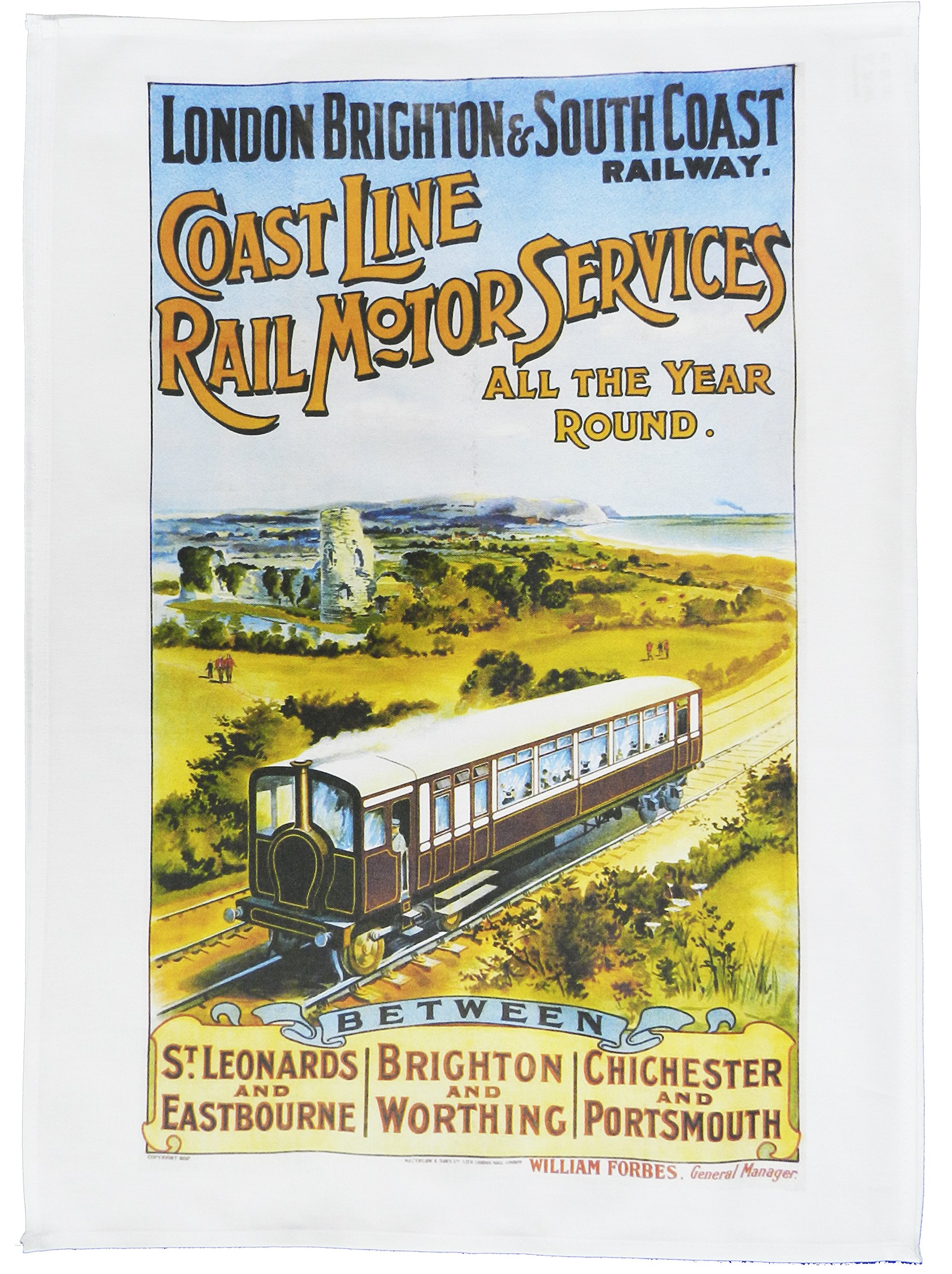 Half A Donkey The London Brighton And South Coast Railway Large Cotton Tea Towel