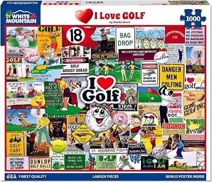 White Mountain 1000 Piece Jigsaw Puzzle Course Humor, I Love Golf