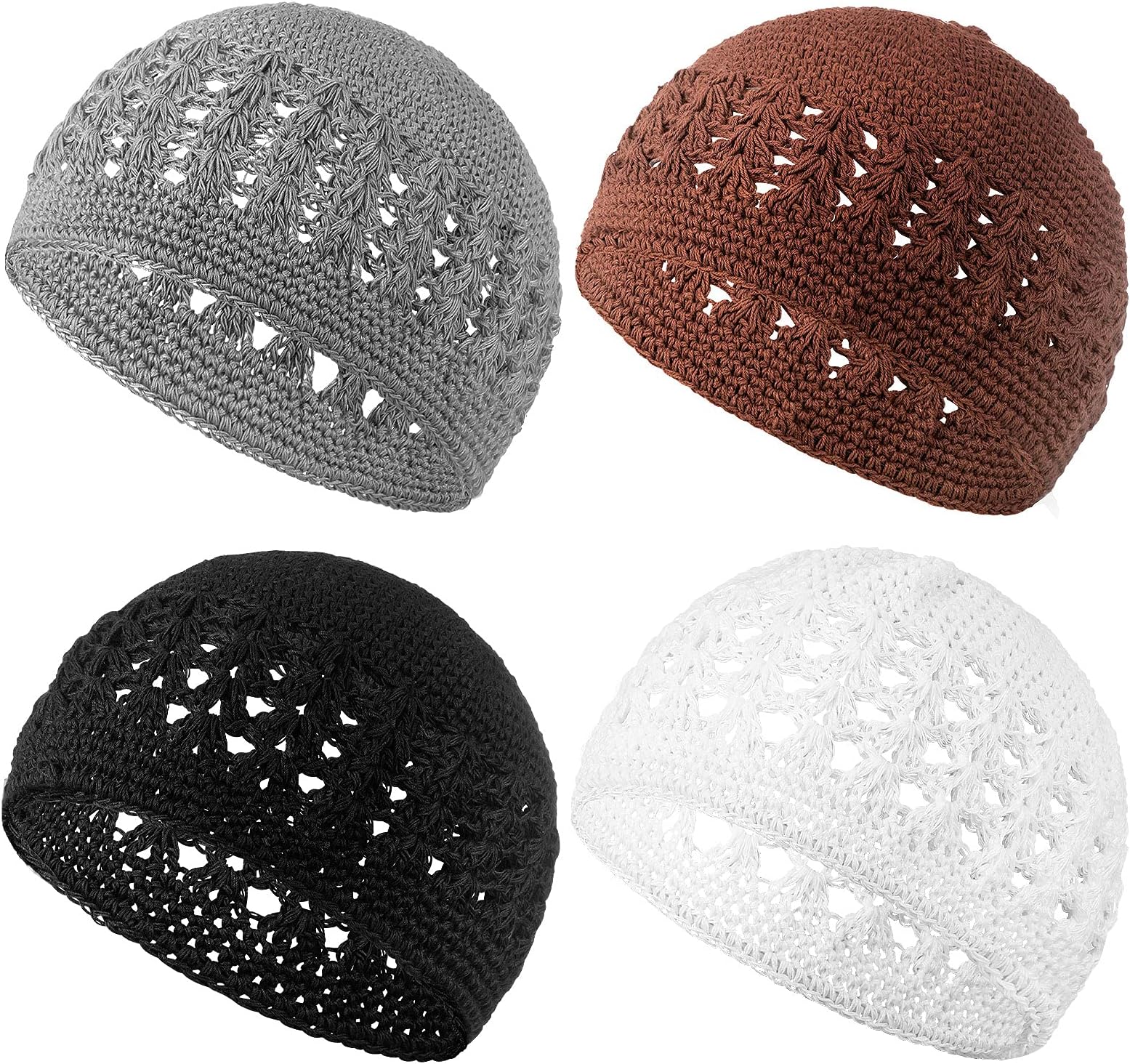 Kufi Hat for Men Muslim Knit Kufi Cap Crochet Beanie Skull Beanie African Hat for Men Women