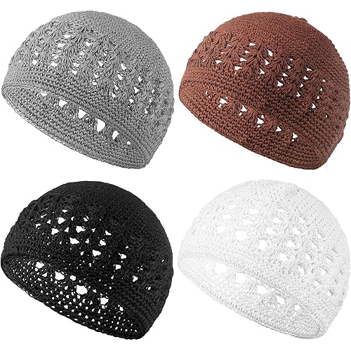 Kufi Hat for Men Knit Kufi Cap Crochet Beanie Kufi Hat Skull Cap for Men Women