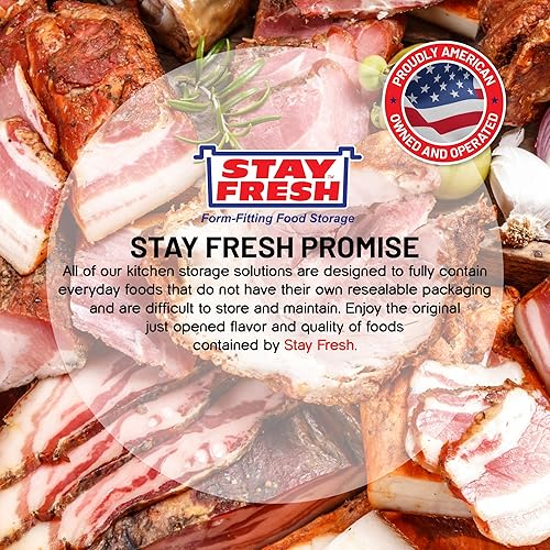 Miniatura 7 de Kitchen Discovery Stay Fresh Bacon Keeper Contenedor de tocino de plástico de 1 libra para refrigerador conserva la frescura y evita el deterioro -