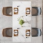 Tribesigns 63-Inch Rectangular Dining Table for 4 to 6, Modern Kitchen Table with Stylish Metal Trestle Legs, Large Dinner Tabletop for Dining Room, Chair Not Included (White+Gold)