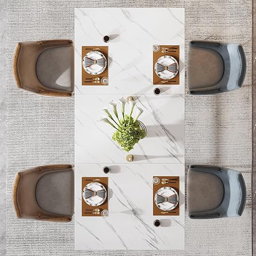 Miniatura 6 de Tribesigns Mesa de comedor rectangular de 63 pulgadas para 4 a 6, mesa de cocina moderna con elegantes patas de metal, mesas grandes para comedor,