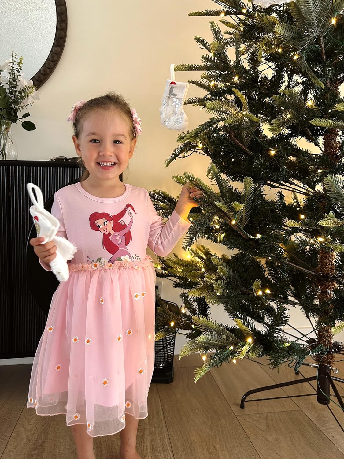 Disney Frozen Elsa Princess Cinderella Ariel Jasmine Rapunzel Baby/Toddler Dress, Ruffle Long-Sleeve Mesh Overlay Tulle Dress - Image 2