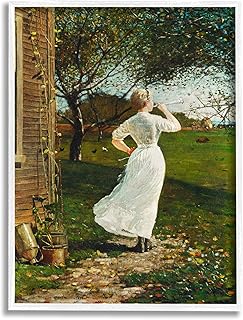Stupell Industries Classic Woman Instrument Rural Vintage House Painting, Design by Lettered and Lined, White Framed, 24 x 30