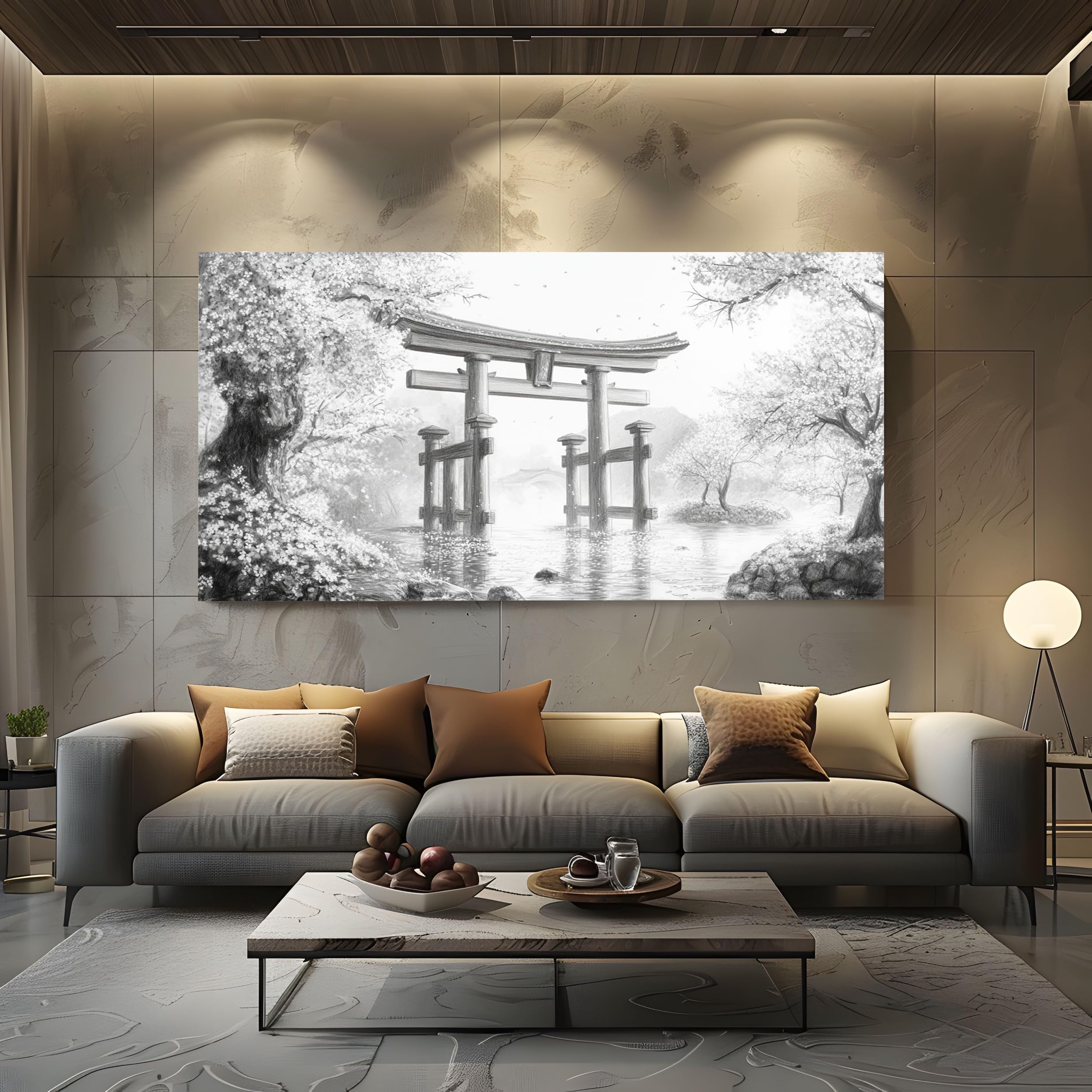Impression sur Toile style japonais Torii Cadre Decoration Murale 70x140cm