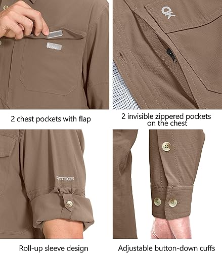 Miniatura 5 de Little Donkey Andy Camisa de manga larga elástica de secado rápido para hombre, para senderismo, viajes