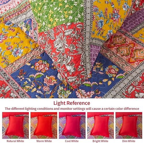 Vista 149 de VAPUTAR Colchas tamaño King – Juego de ropa de cama de algodón de otoño, 3 piezas, ligero, suave, tamaño King, juego de edredón bohemio de algodón