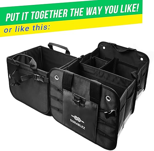Miniatura 5 de Organizador de maletero de automóvil de 3 secciones XL  Cubo de almacenamiento modular grande para automóvil, organizador de carga plegable con