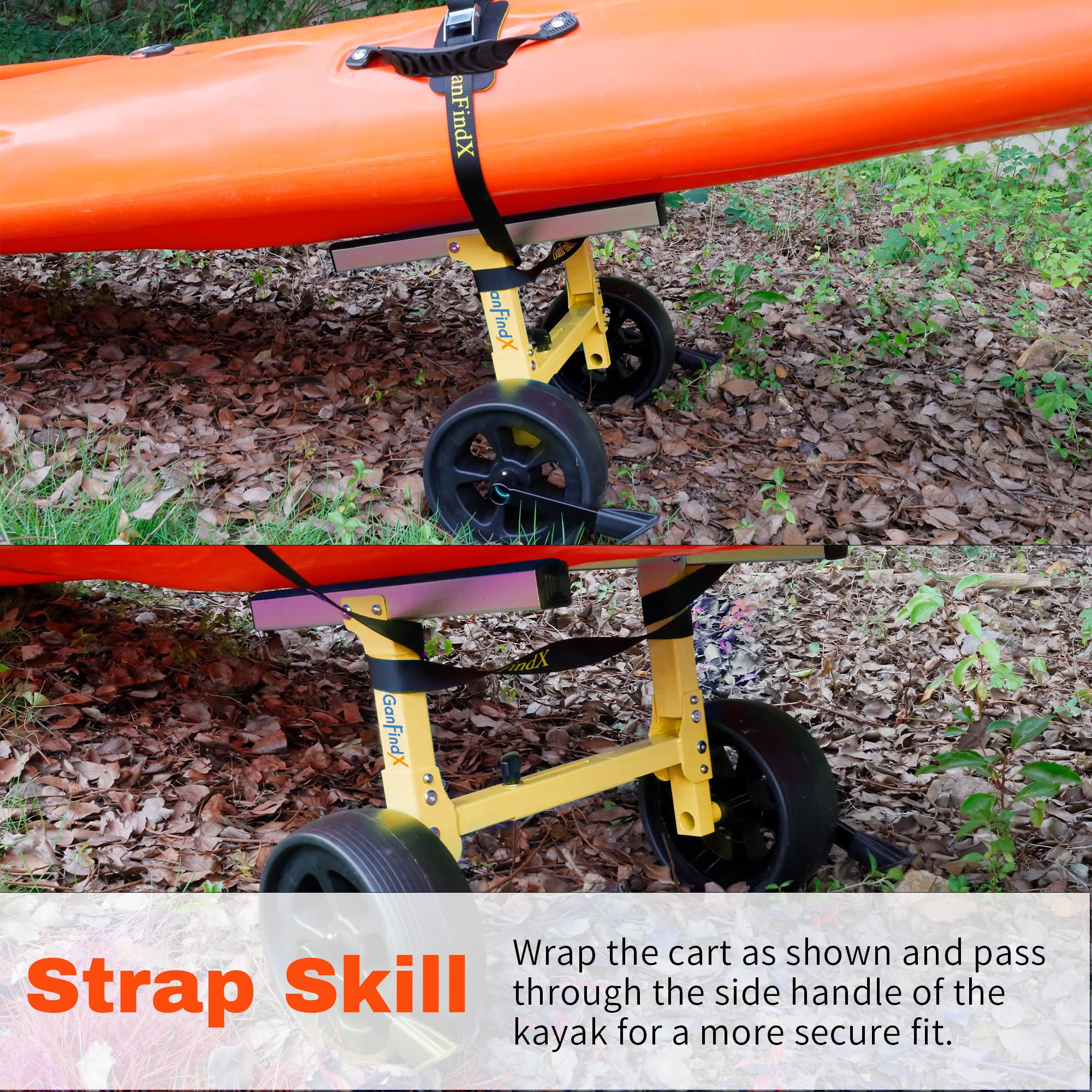 GanFindX HeavyDuty Foldable Kayak Cart Dolly w/FlatFree Wheels & Kickstand 350