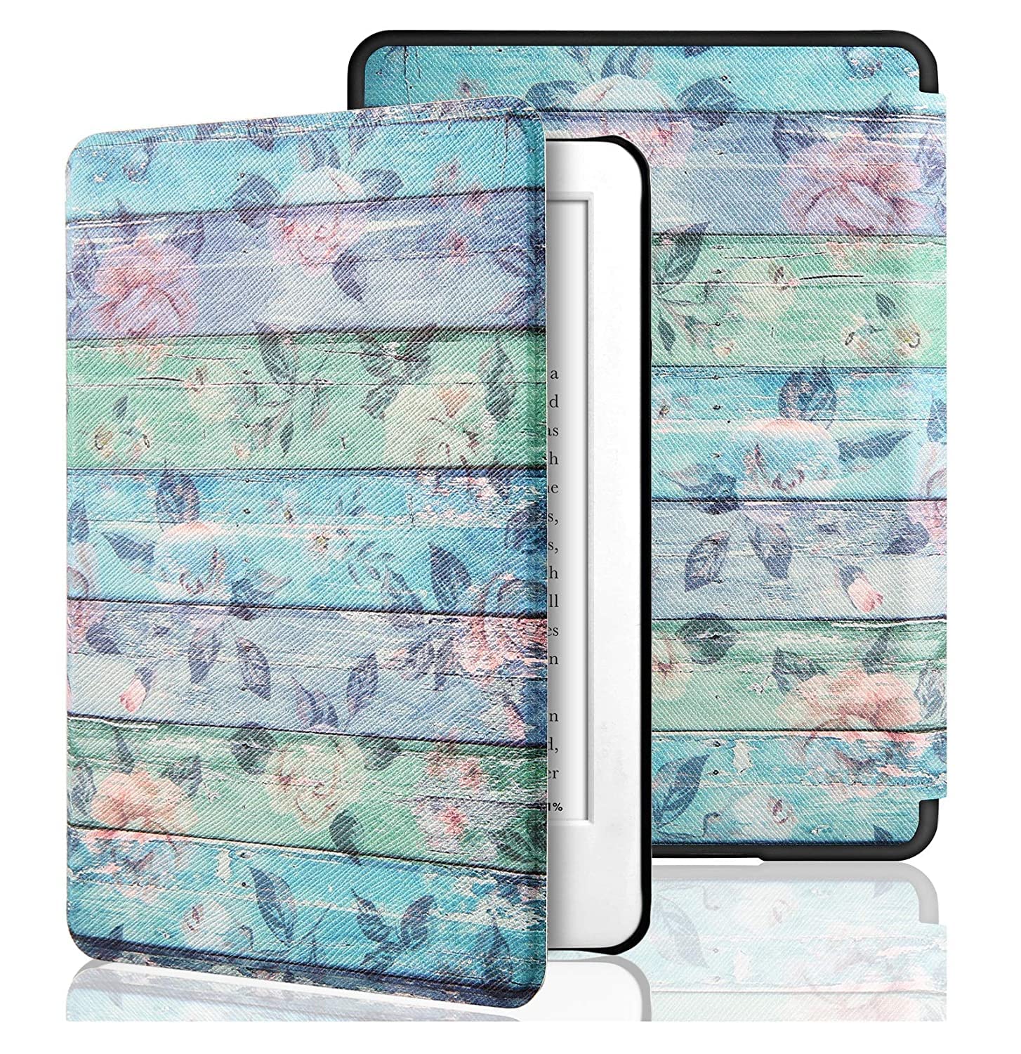 SwooK Classic Printed Magnetic Flip Cover Case for 6.8" Kindle Paperwhite 11 11th Generation 2021 / Kindle Paperwhite Signature Edition Soft Back Flip Cover Case (Vintage Wood)