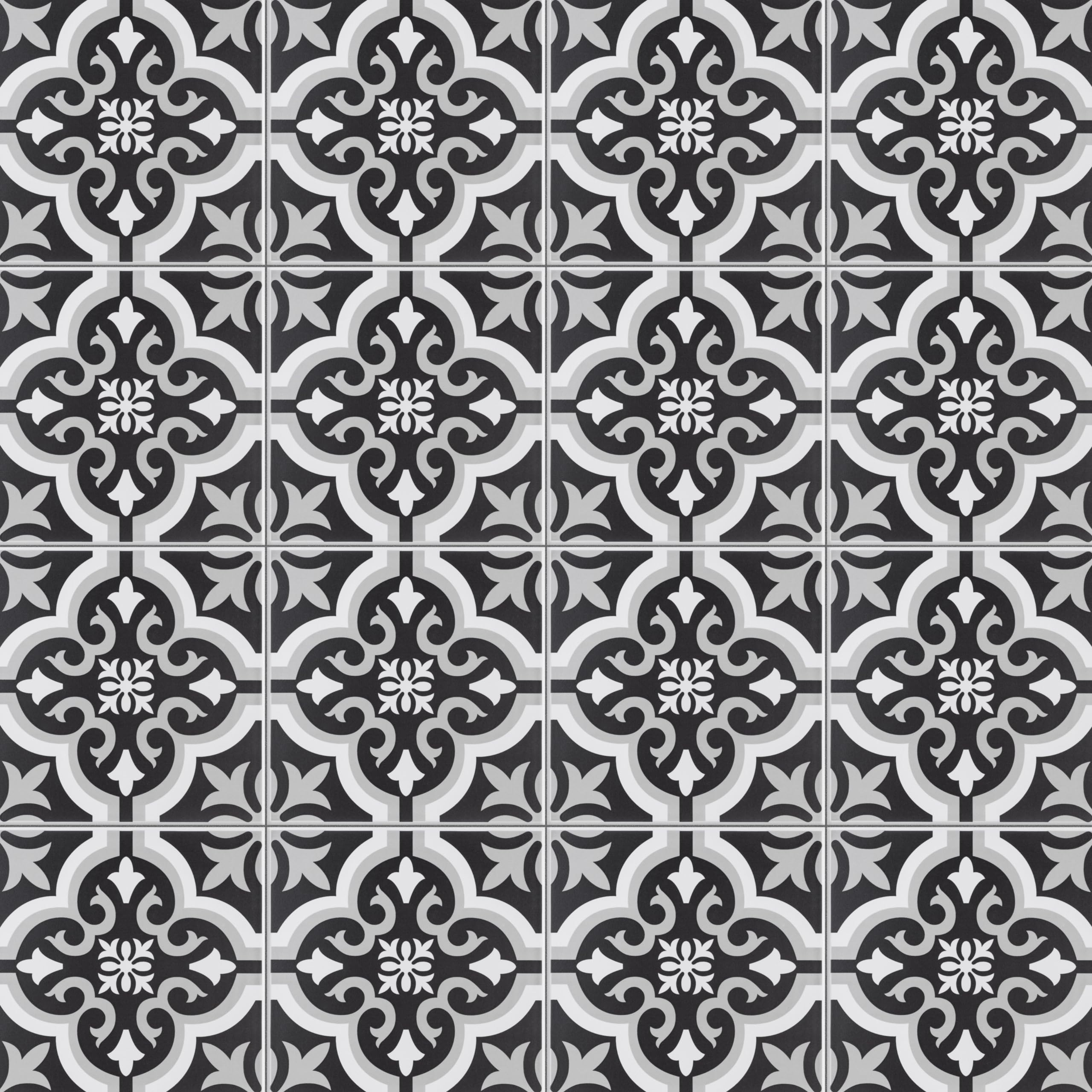 SomerTile Bracara Augusta Encaustic - Azulejo de cerámica para suelo y pared de 7-3/4 pulgadas x 7-3/4 pulgadas