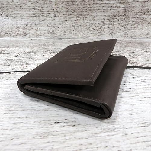 Miniatura 3 de Brown Genuine Leather Tri Fold Personalized Mens Wallet Black (777)