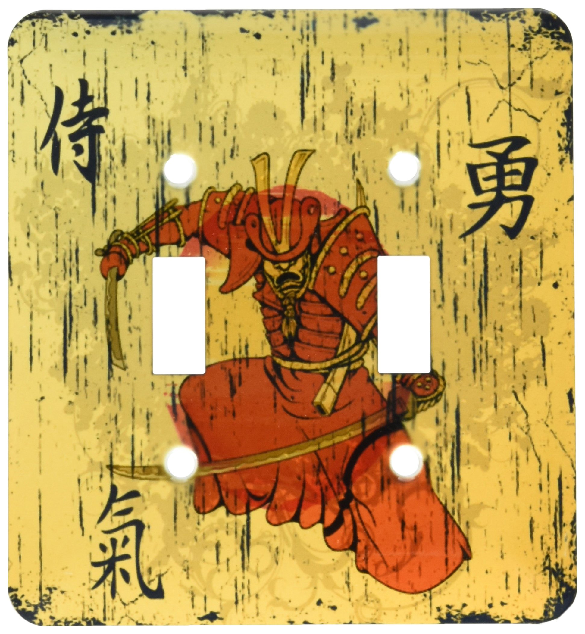3dRose lsp_116373_2 Japanese Samurai with Swords Kanji Brave Energy Samurai Symbols Oriental Design Double Toggle Switch