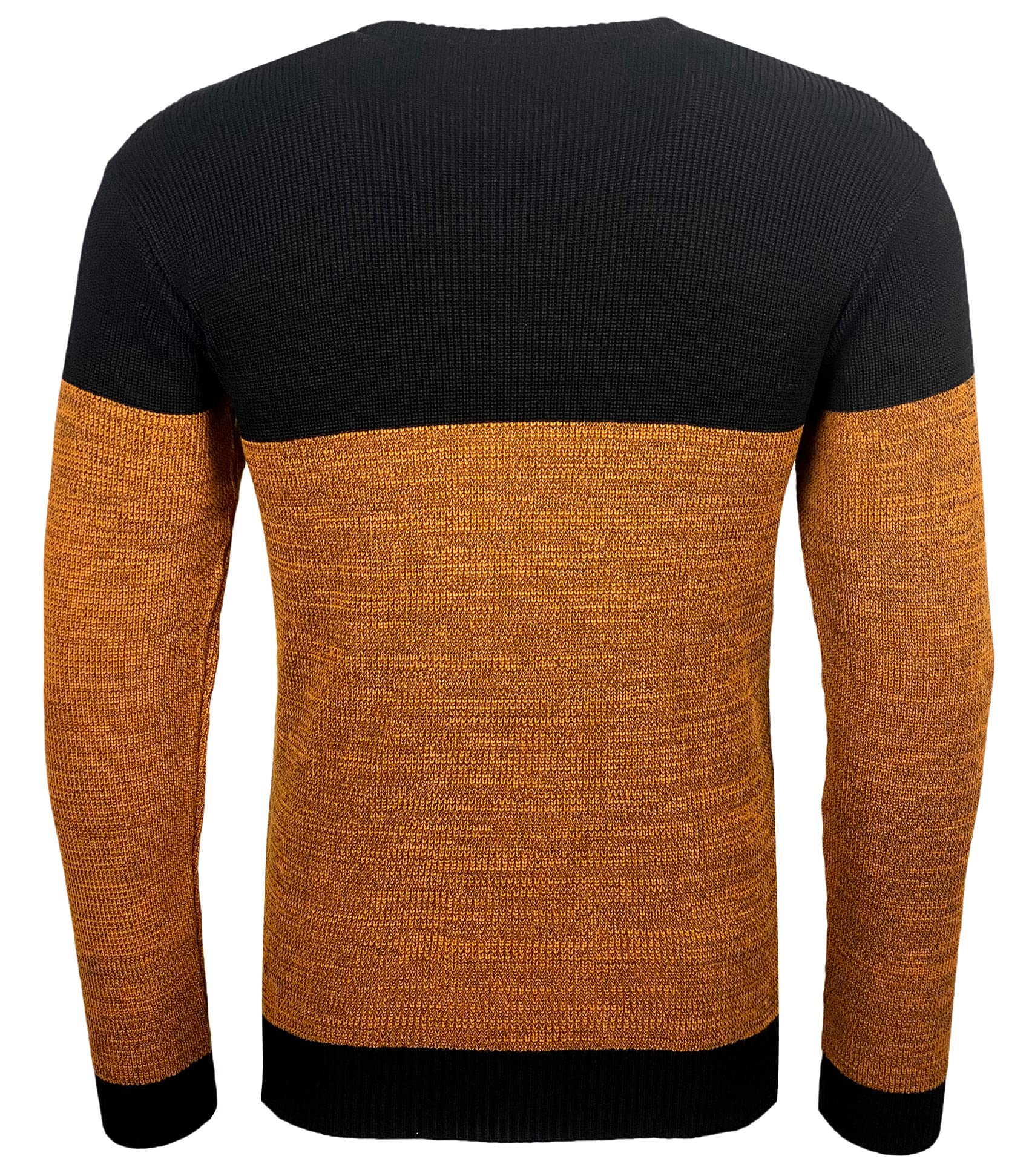 Subliminal Mode Pull Homme en Maille à Col Rond - Style Basique Bicolore - Pull Over Tricoté Hiver Manches Longues BX52288