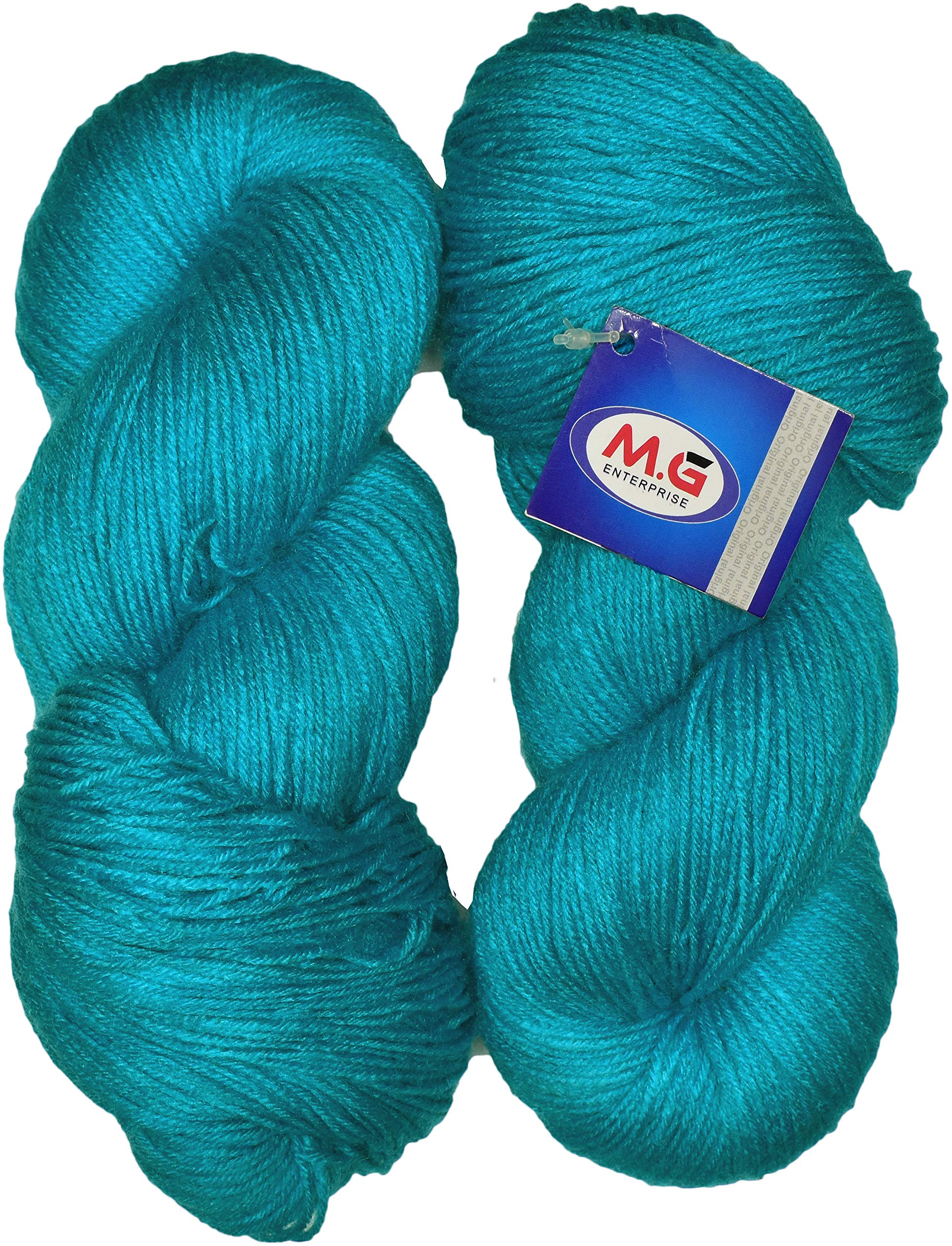 Vardhman Brilon Brilon Teal Blue Wool Hank Hand knitting wool/Art Craft soft fingering crochet hook yarn, needle knitting yarn thread dyed