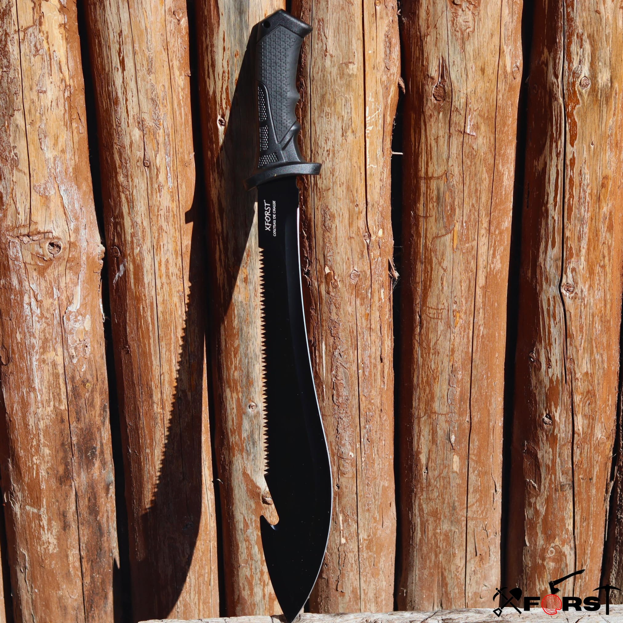 Xforst Coltello – grande coltello da caccia di alta qualità per esterni, manico in TPE e fodero in tessuto Oxford