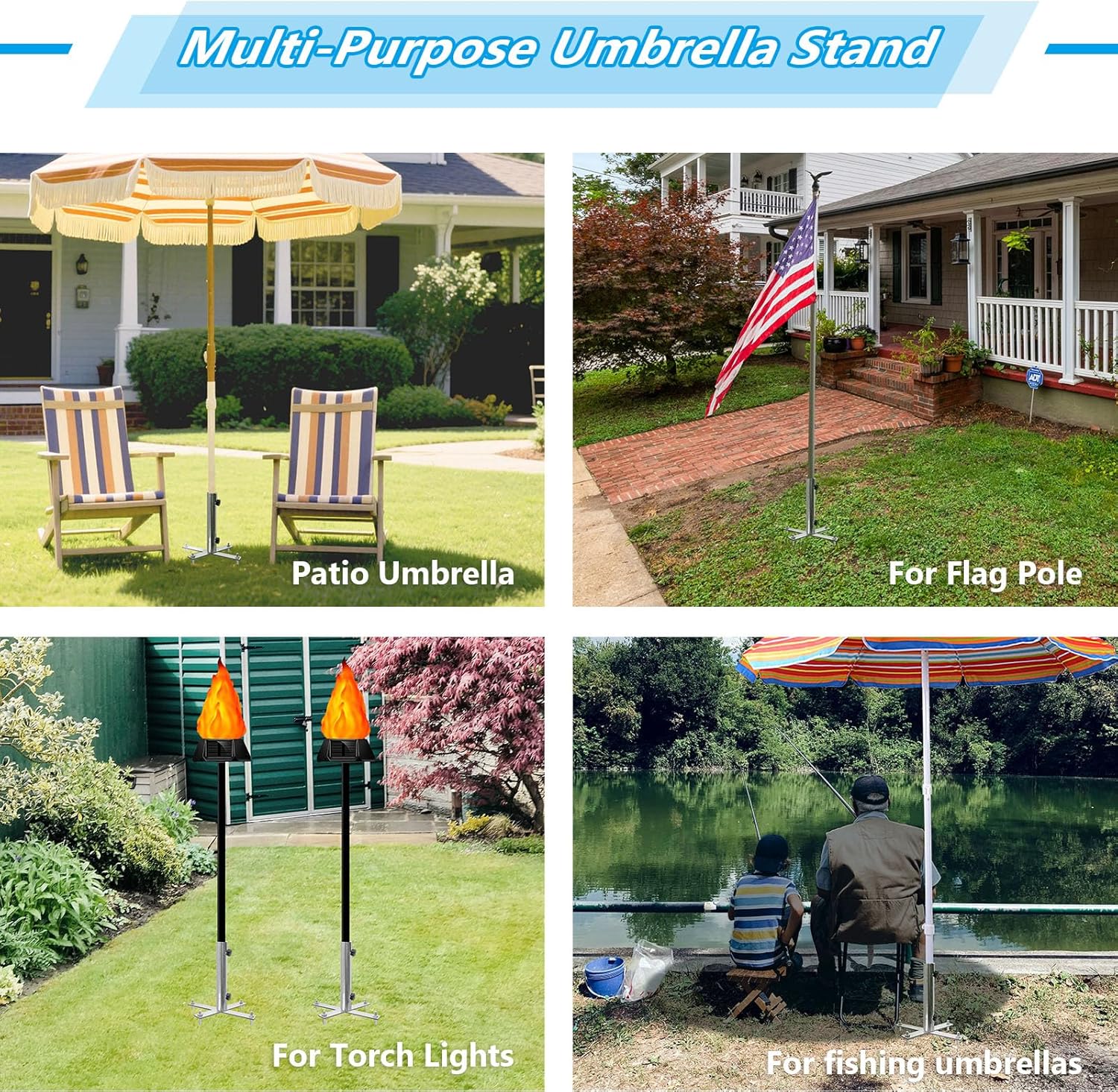 Umbrella Stand Outdoor Base, Heavy Duty Outdoor Umbrella Base, Detachable for Easy Carry, 18.7 Inch Beach Umbrella Sand Anchor for Beach, Lawn, Sand, Patio