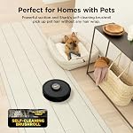 Aspirateur robot Shark AV2501AE AI avec base auto-vidante XL HEPA, Sans sac, Capacité de 60 jours, Navigation LIDAR, Parfait pour les poils d'animaux, Compatible avec Alexa, Connecté Wi-Fi, Tapis et sols durs, Noir