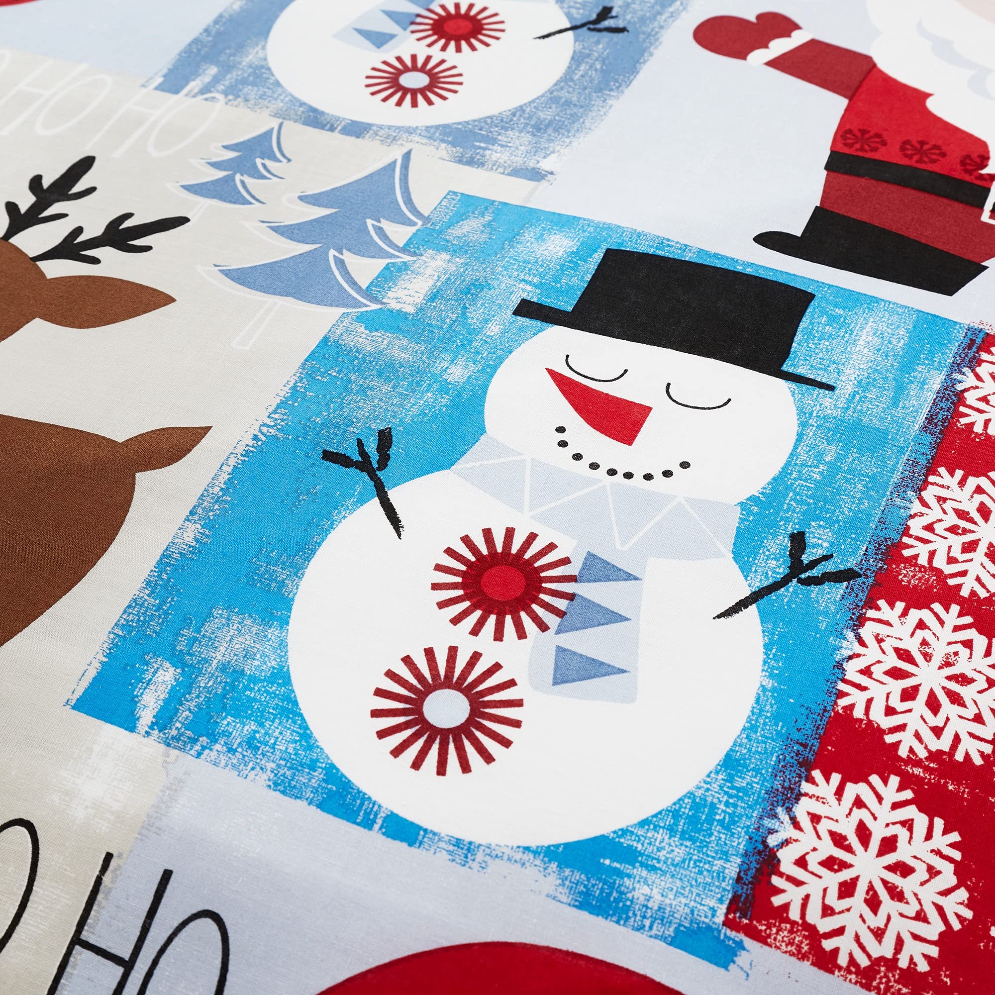 Happy Linen Company Boys Girls Kids Christmas Santa Patchwork Blue Toddler Cot Bed Reversible Duvet Cover Bedding Set - Image 3