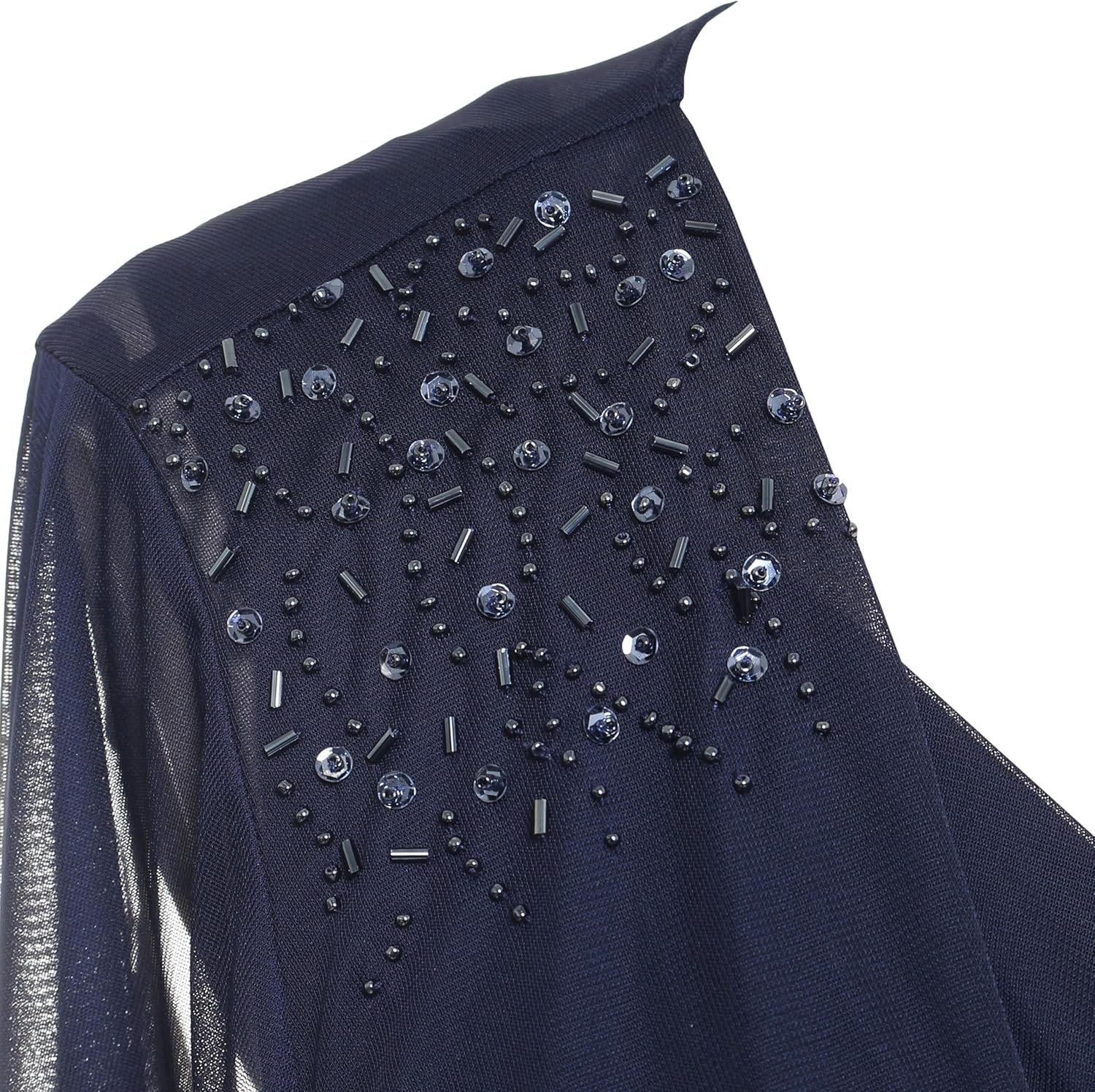 S.L. Fashions Womens Tea Length Mesh Sleeveless Mother of The Bride Dress with Embellished Shoulder Jacket - Image 6