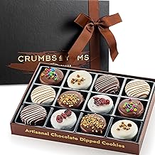 Fathers Day Cookies Gift Basket - 12 Gourmet Chocolate Covered Sandwich Cookies with Assorted Toppings - Assorted Food Gift Box for Fathers Day, Mothers Day, Family, Sympathy, Men & Women.