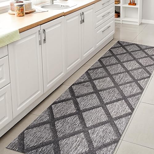 JONATHAN Y IBZ101A-28 Salines Diamond Trellis - Alfombra de pasillo para interiores y exteriores, estilo bohemio, geométrico, fácil limpieza,