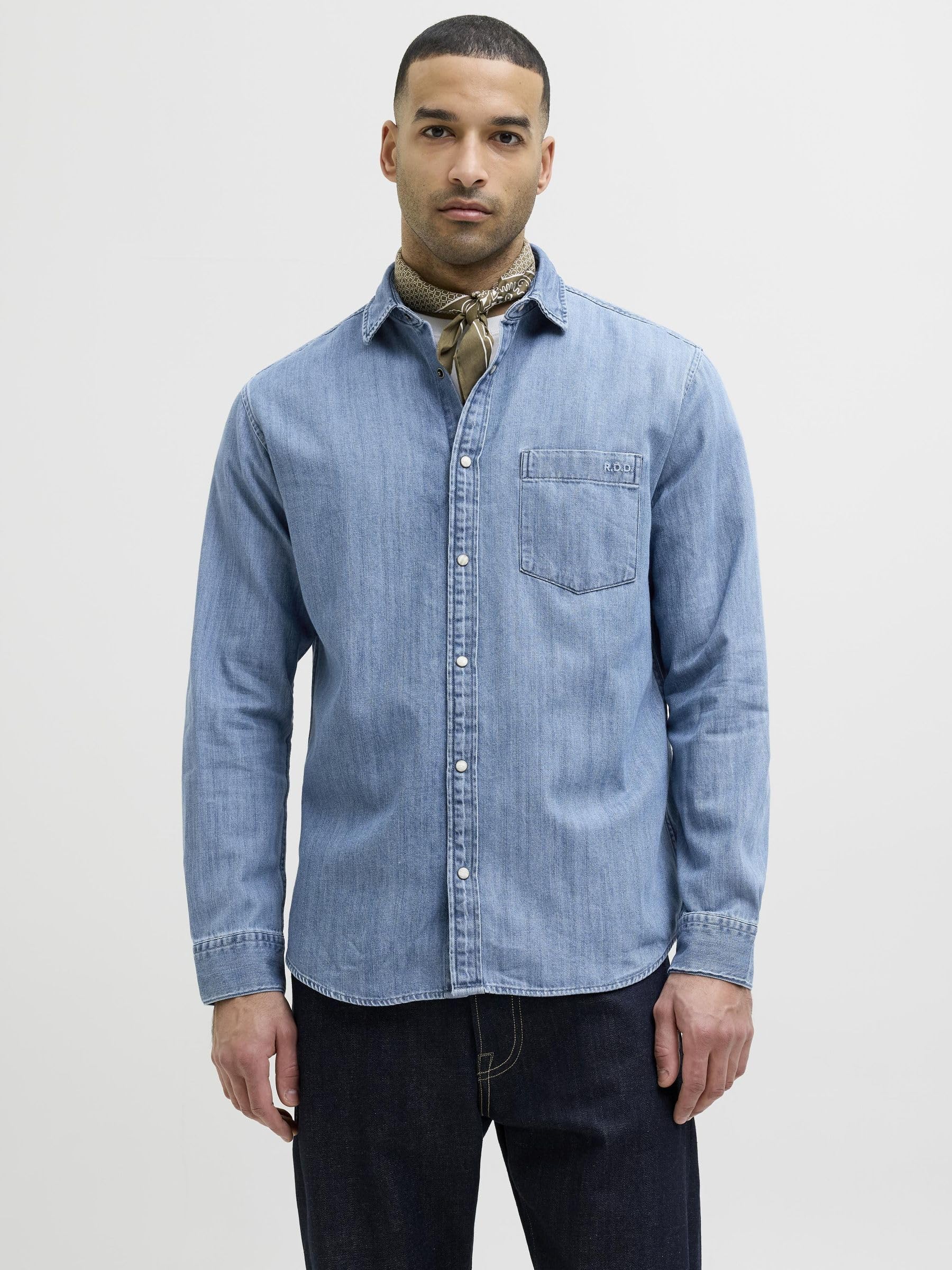 R.D.D. ROYAL DENIM DIVISION Męska koszulka dżinsowa Rddlesner L/S Noos Rddlesner Denim Shirt L/S Noos (1 opakowanie)