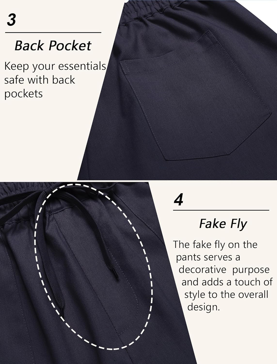 COOFANDY Linen Pants Mens Lightweight Linen Pants Elastic Waist Beach Yoga Summer Trousers - Image 6