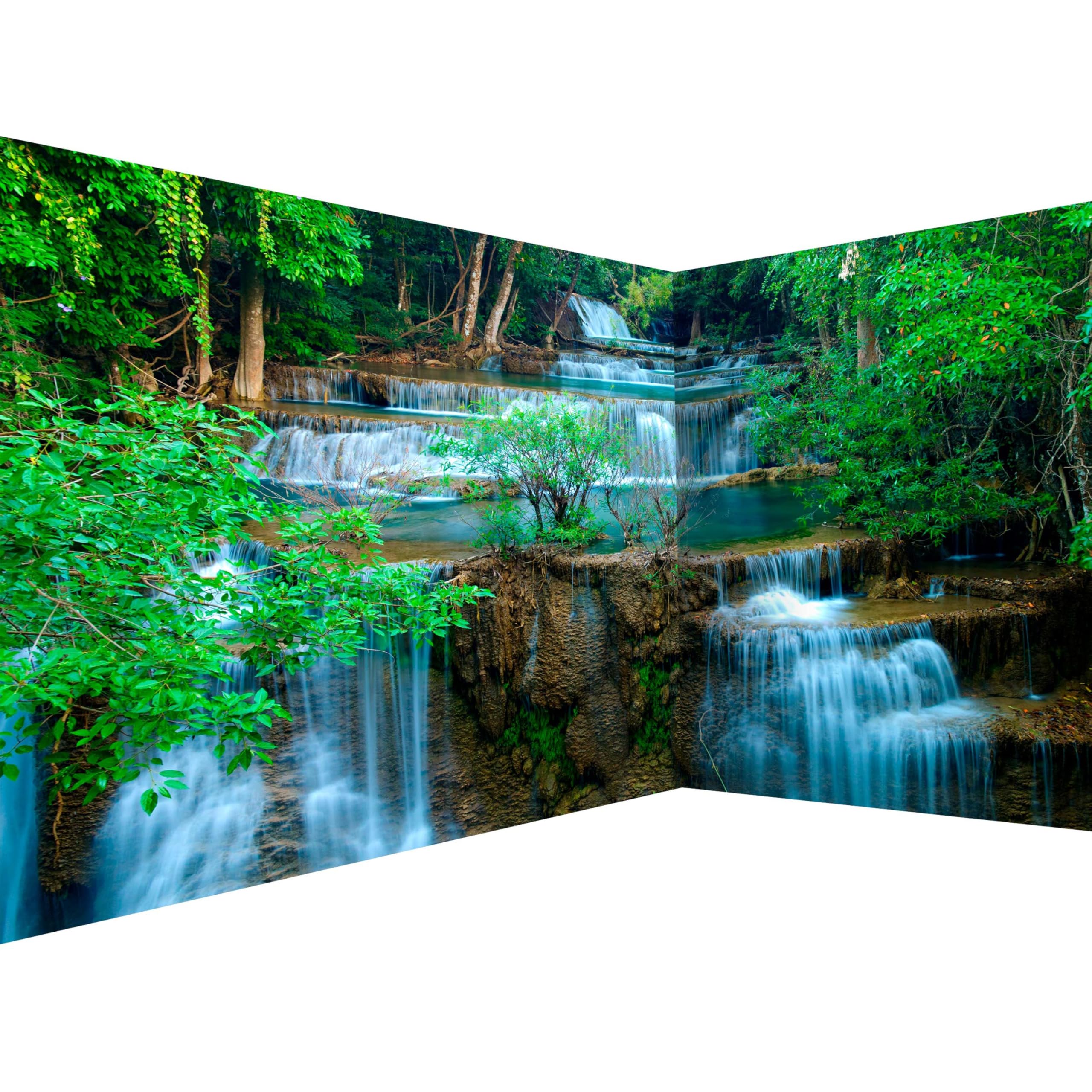 murando Photo Wallpaper Waterfall 550x250 cm / 217" x 99" Non-Woven Premium Corner Art Print Fleece Wall Mural Decoration Poster Picture Design Angle Wallpaper Nature Landscape Jungle c-B-10073-a-a