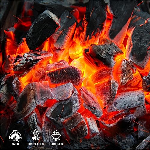 Miniatura 2 de Carbón de leña dura 100% totalmente natural, súper premium, quema más caliente, más largo y limpio, trozos grandes, calidad de restaurante, 20 libras
